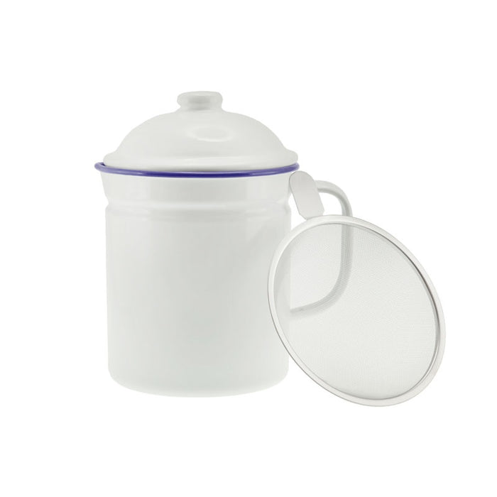 Enamel Dripping Container White/Blue