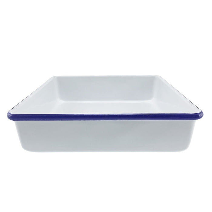 Brownie Cake Pan Square 24cm White/Blue Rim