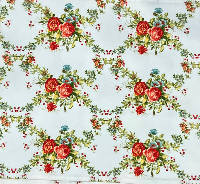 Canvas Runner - Vintage Red Flowers