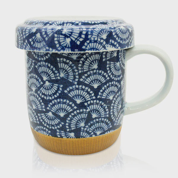 Japanese Fan Blue Infuser Mug