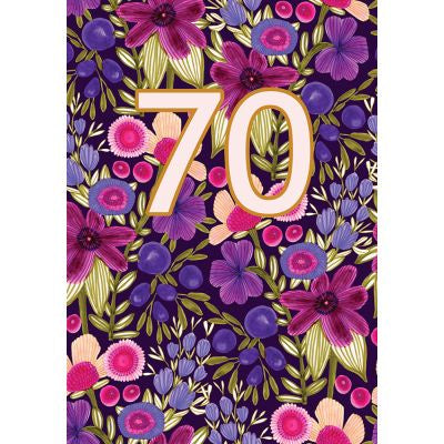 Greeting Card: Plum Flowers 70th Birthday