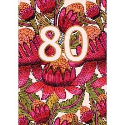 Greeting Card: Waratah 80th Birthday