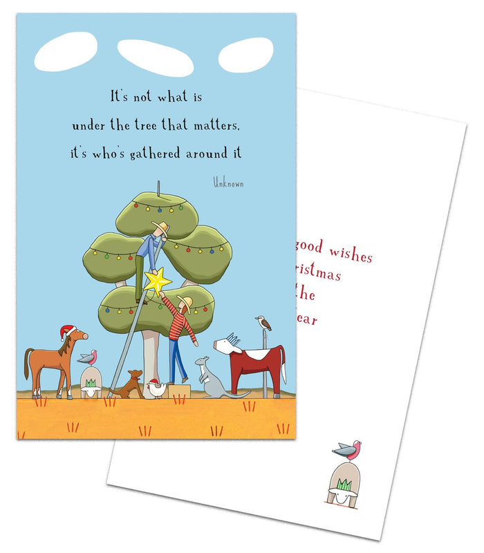 Christmas Card Pack of 10 Around The Tree
