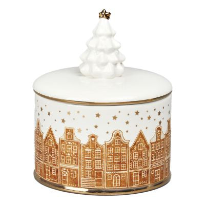Gingerbread Village Porcelain Trinket Box