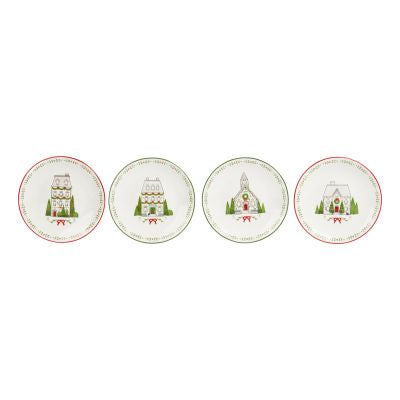 White Xmas House Plate 15cm Assorted Designs