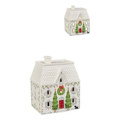 LED White Roof Xmas House 17cm