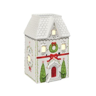 LED White Roof Xmas House 18cm