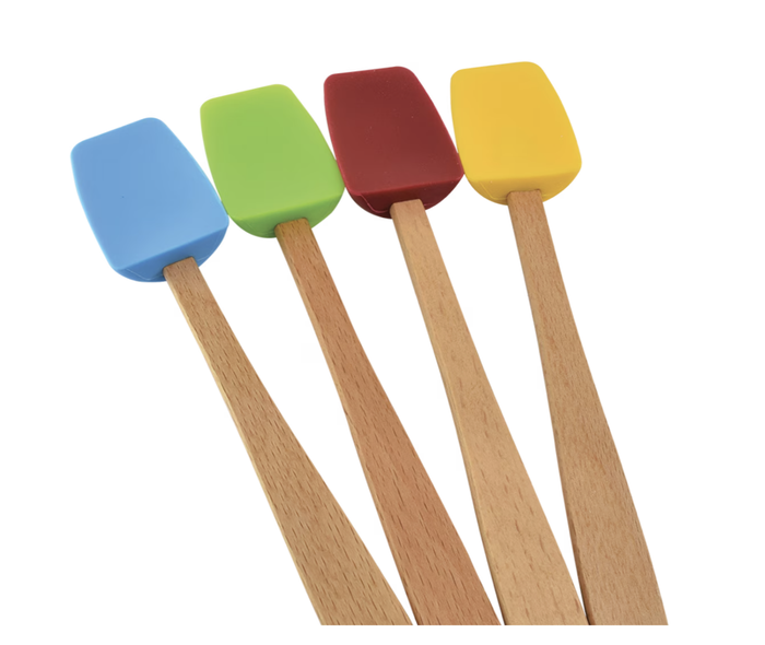 Mini Silicone Spoon Spatula with Wood Handle Assorted