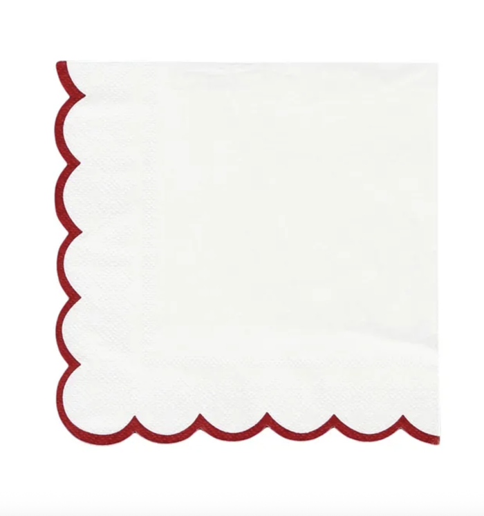 Scalloped Red/White 20pk 3ply Napkin