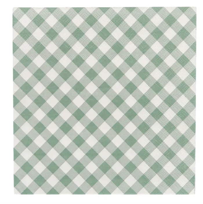 Sage Gingham 20pk 3ply Napkin