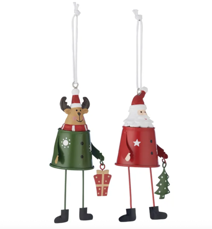 Santa/Reindeer Metal Hanging Decoration Assorted