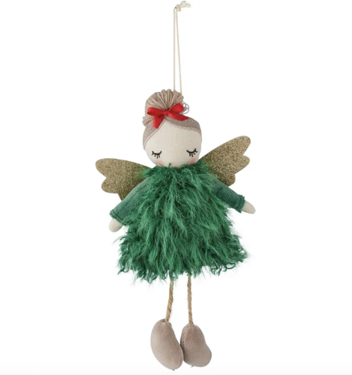 Angel Fabric Hanging Decoration – Green & Red