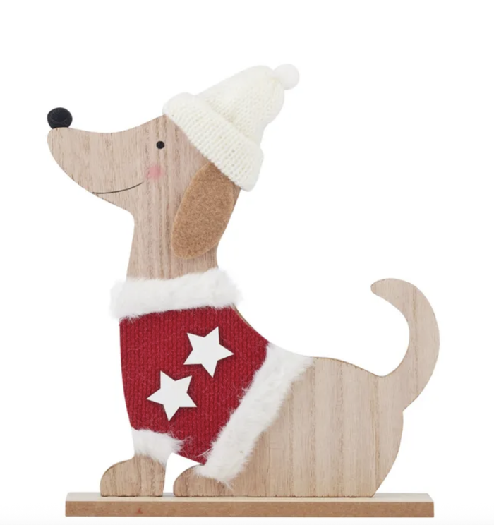 Sitting Puppy with Hat 21 × 27 cm