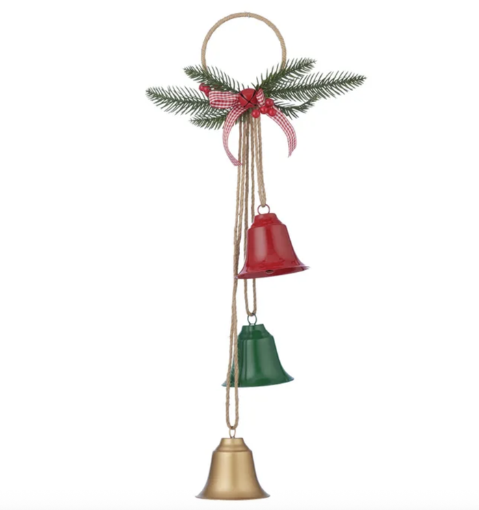 Holly Door Hanger with Large Bells – Iron