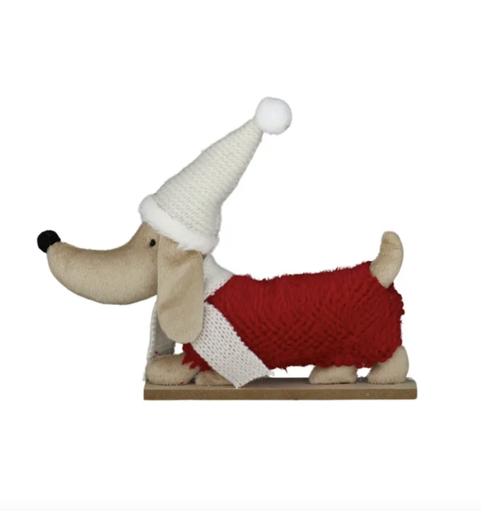 Sausage Dog Decoration Red/White 29x5x25cm