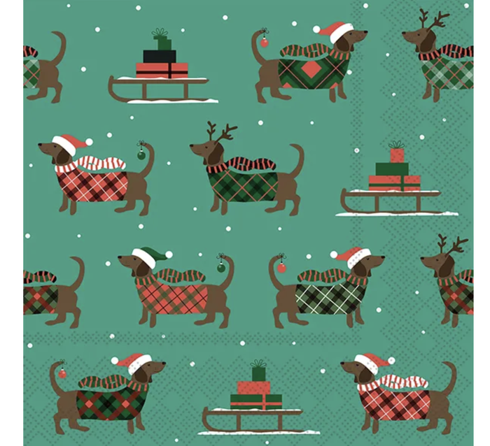Sausage Dog Christmas 20pk 3ply Napkin