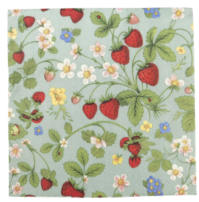 Strawberry Field Napkins Green