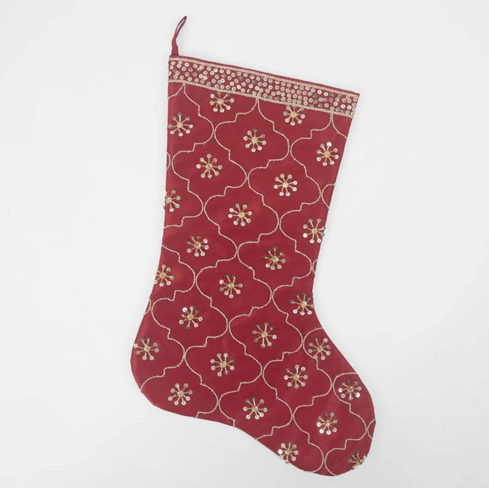 Silk Mosaic Stocking Red