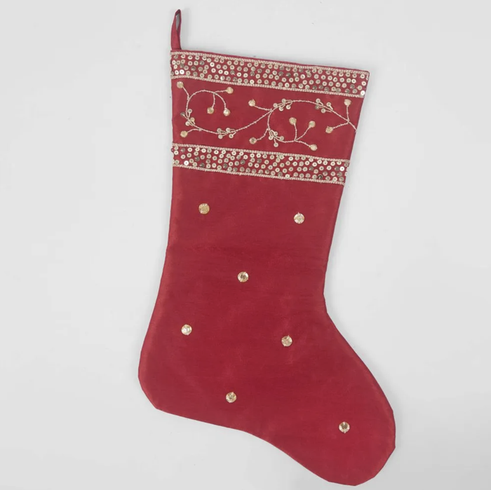 Silk Meander Stocking Red