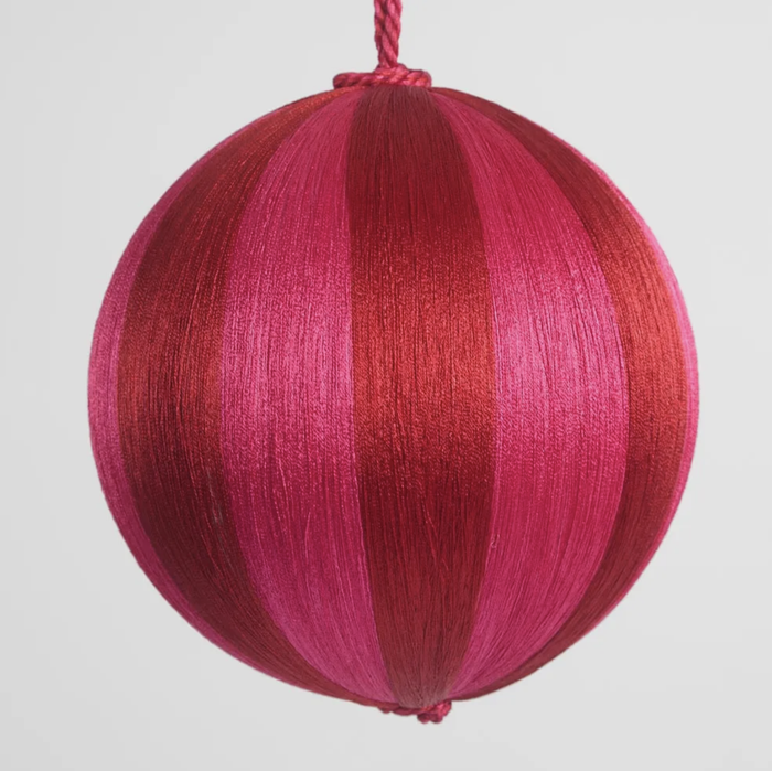 Silk Stripe Bauble Large Fuchsia & Red