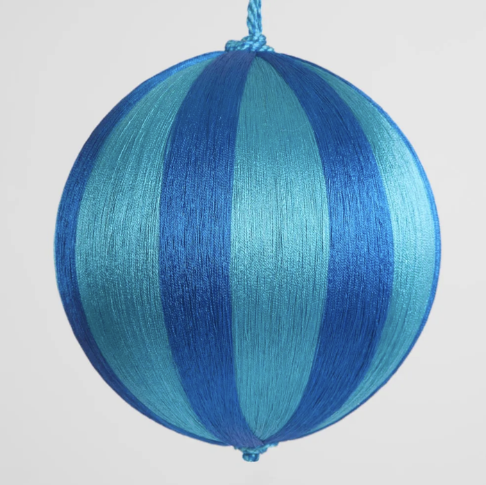 Silk Stripe Bauble Large Blue & Turquoise