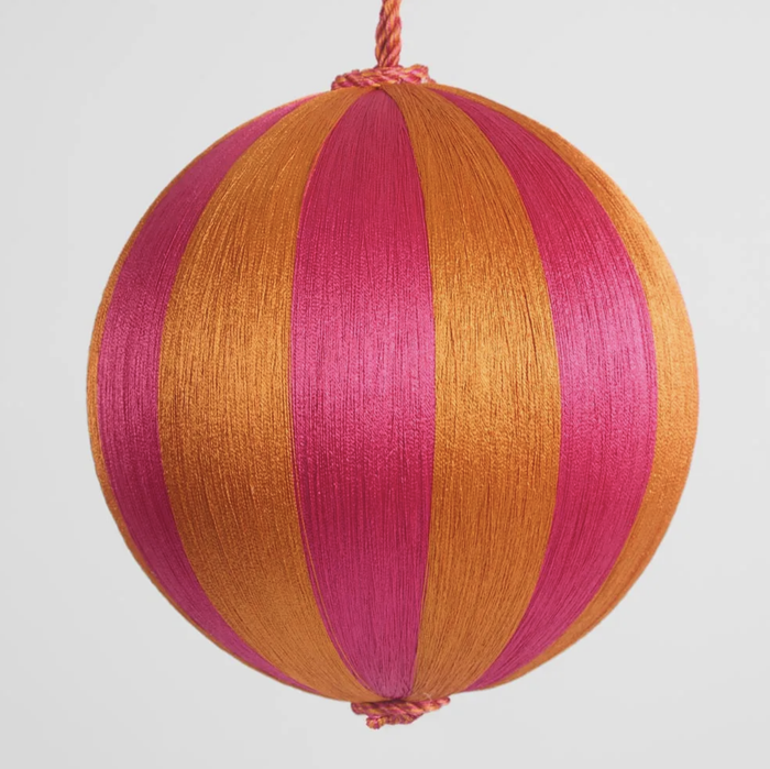 Silk Stripe Bauble Large Pink & Orange