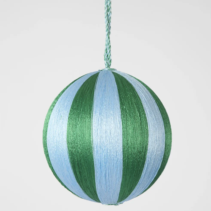 Silk Stripe Bauble Medium Blue & Green