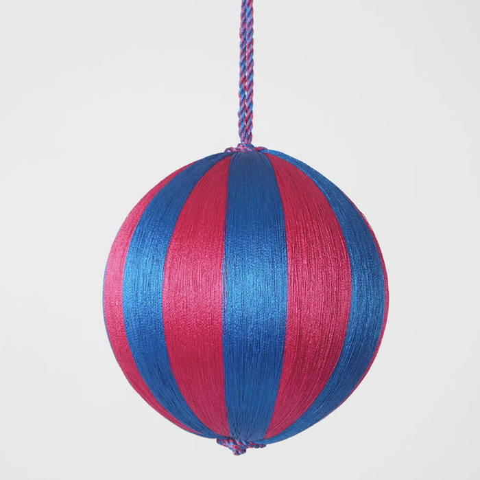 Silk Stripe Bauble Medium Pink & Blue