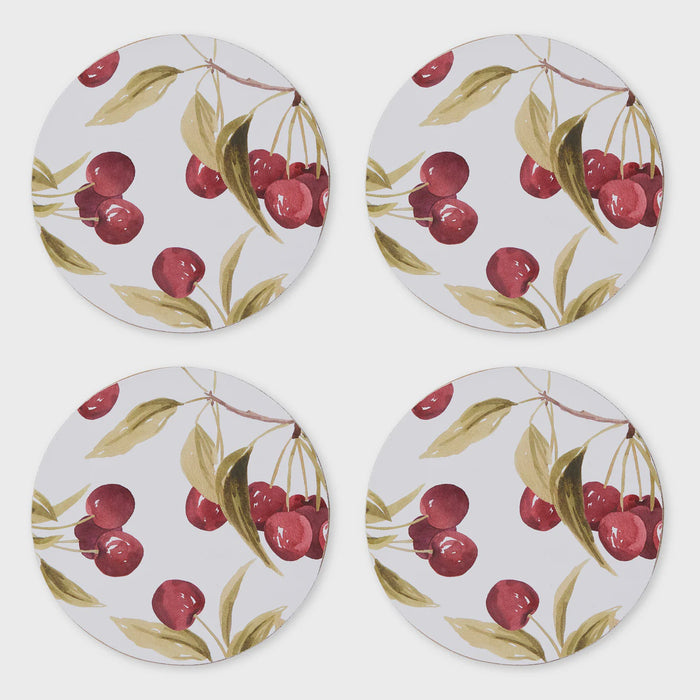 Cherry Round Coaster Set 4