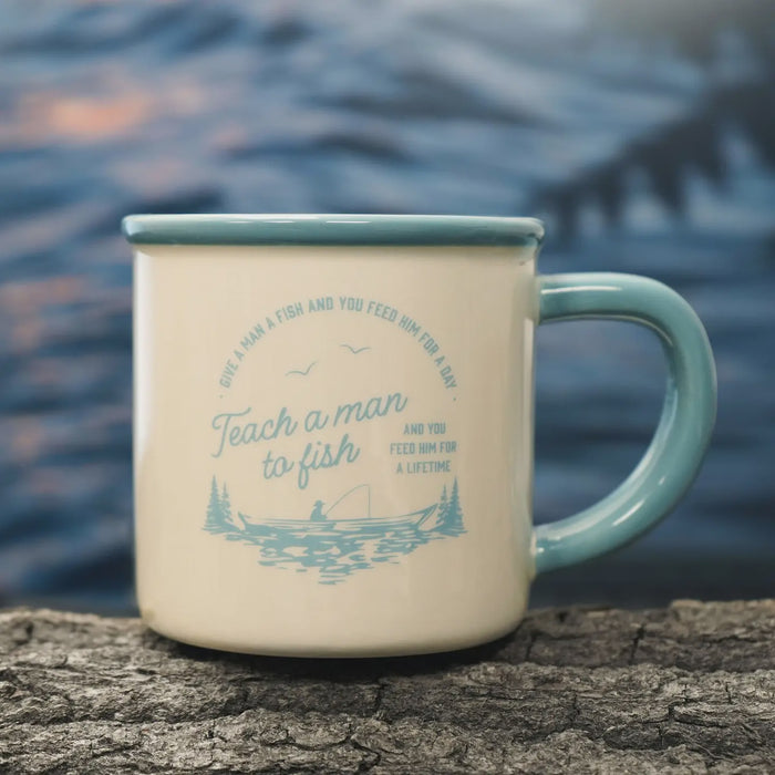 Stoneware Mug - 'teach A Man To Fish...'