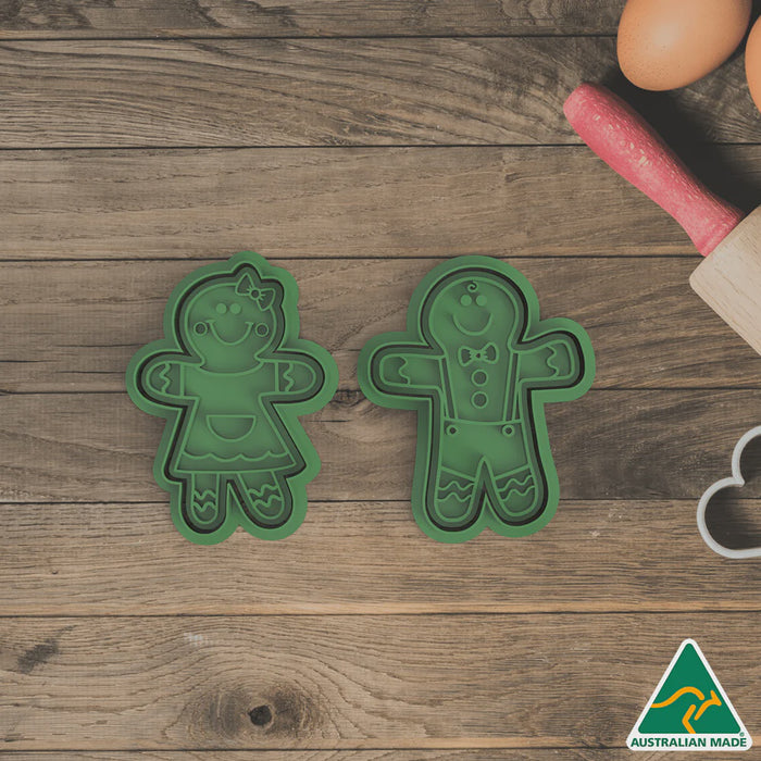 Christmas Gingerbread Couples Cookie Cutter & Embosser Stamp 10cm