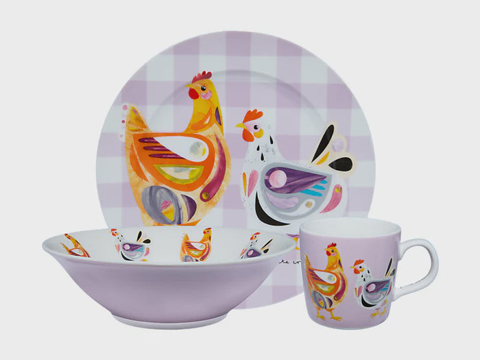 Pete Cromer Barn Friends Children's 3pc Dinner Set Chook