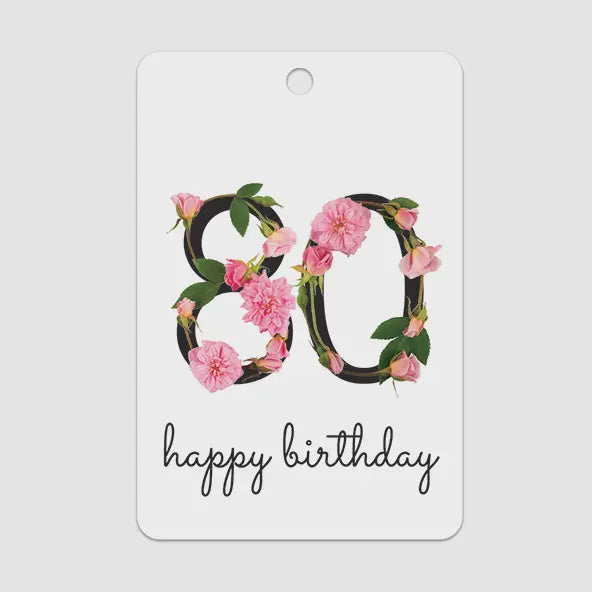 Gift Tag - Floral 80th Birthday