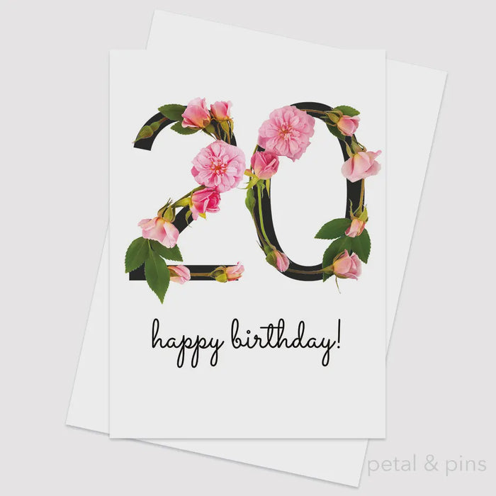 Greeting Card - Celebration Roses 20th Birthday