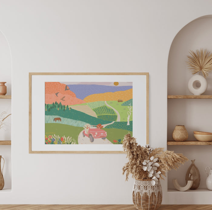 A4 Art Print - Oodles On the Car Moving Forward