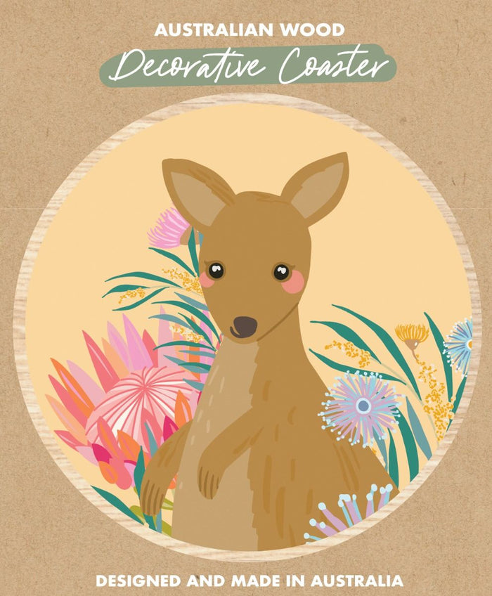 Coaster: Kangaroo - Pale Yellow