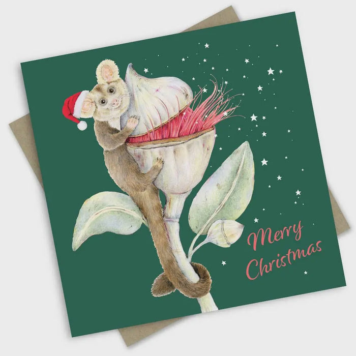 Greeting Card - Christmas Card: Baby Greater Glider On Flowering Gum