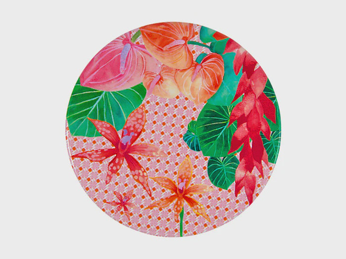 Teas & C's Tropicana Ceramic Round Coaster 10cm Pink Lily