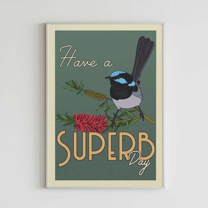 Australian Art - Superb Wren Poster A4