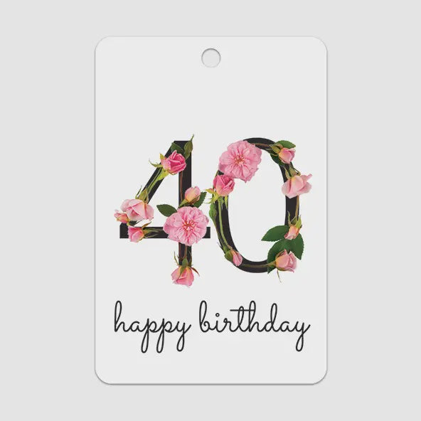 Gift Tag - Floral 40th Birthday