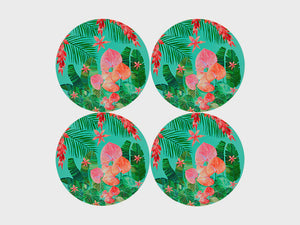 Teas & C's Tropicana Round Cork Back Placemat 32cm Set of 4 Gift Boxed