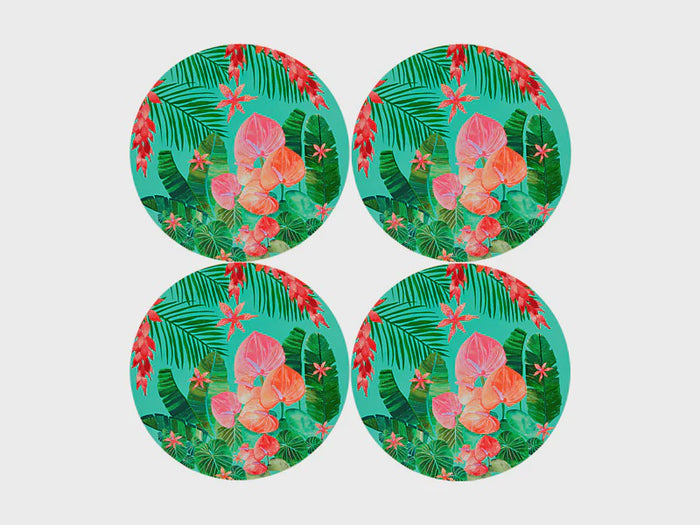 Teas & C's Tropicana Round Cork Back Placemat 32cm Set of 4 Gift Boxed