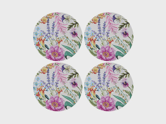 Botanica Round Cork Back Coaster 10cm Set of 4 Gift Boxed