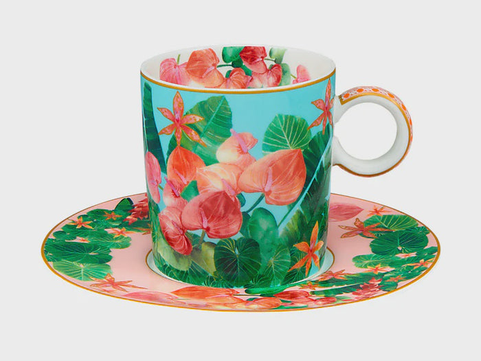 Teas & C's Tropicana Demi Cup & Saucer 100ML Set of 2 Blue