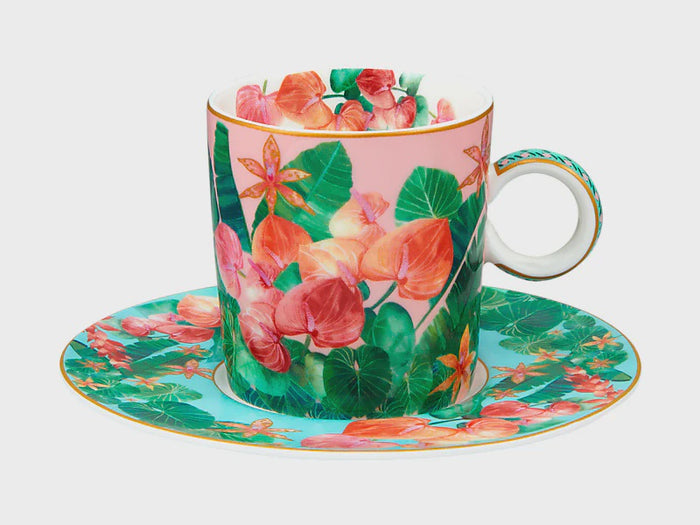 Teas & C's Tropicana Demi Cup & Saucer 100ML Set of 2 Pink