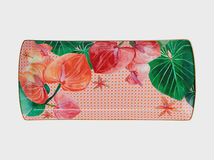 Teas & C's Tropicana Rectangular Platter 25.5x11.5cm Pink