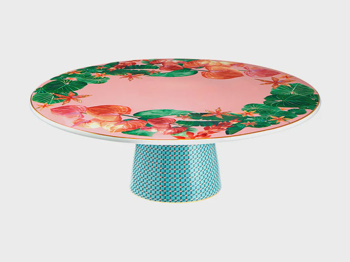 Teas & C's Tropicana Footed Cake Stand 28cm Pink