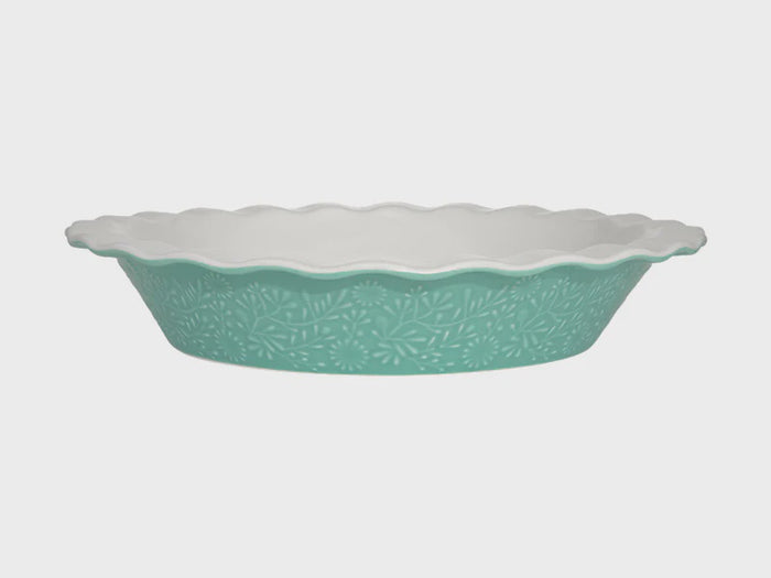 Blooms Fluted Pie Dish Green