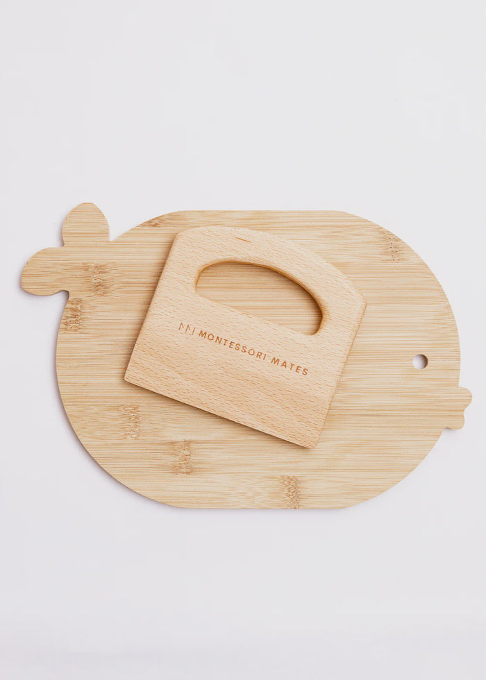 Wooden Kids Cutting Board + Knife Set