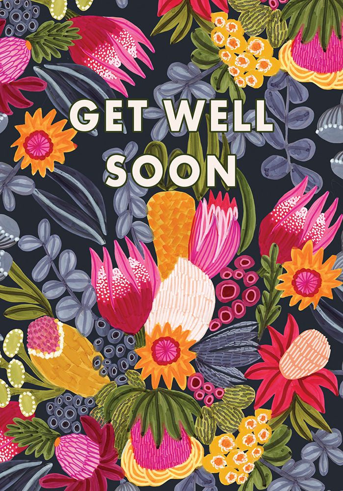 Greeting Card: Bush Flowers Get Well Soon